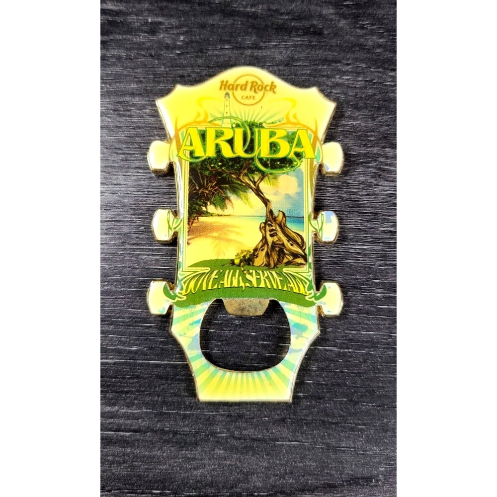Hard Rock Cafe Aruba Island - Divi Divi Tree - Guitar Head Bottle Opener Magnet